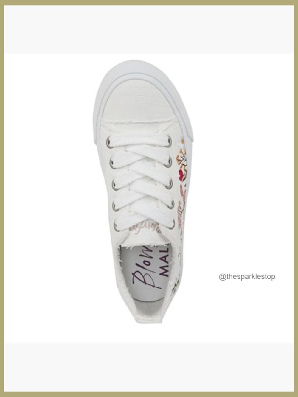 Embroidery Platform Sneakers Bloom Foam Insole Lace Up - Picture 5 of 7